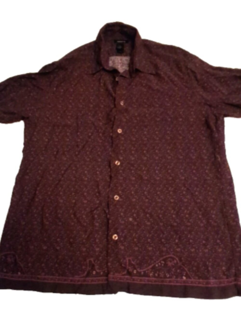 Claiborne Men's Size M Purple Short Sleeve Casual Button Down Rayon Shirt